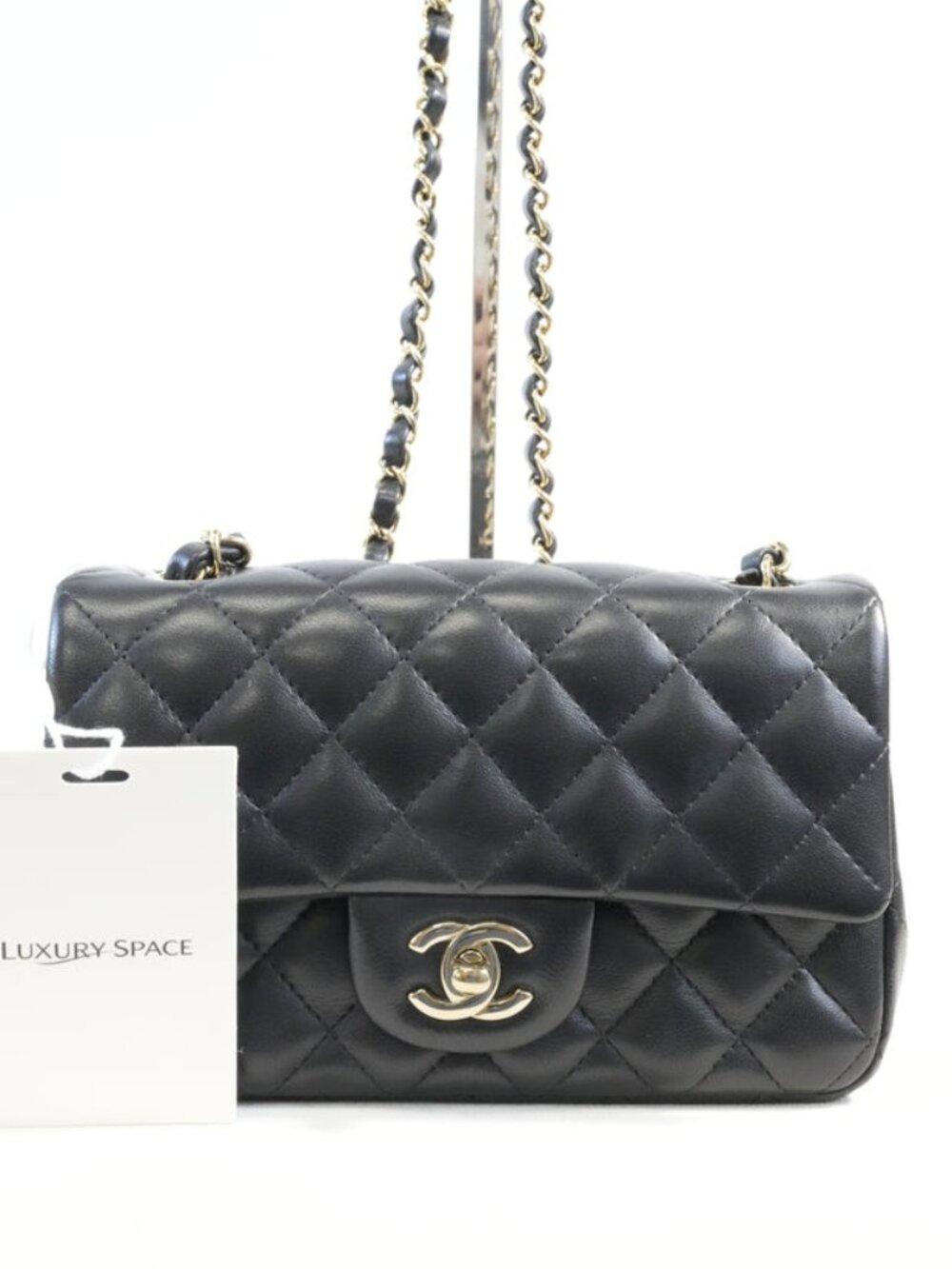 Chanel Classic Flap Rectangular Mini Black Lambskin Leather Gold HW 2016-17
